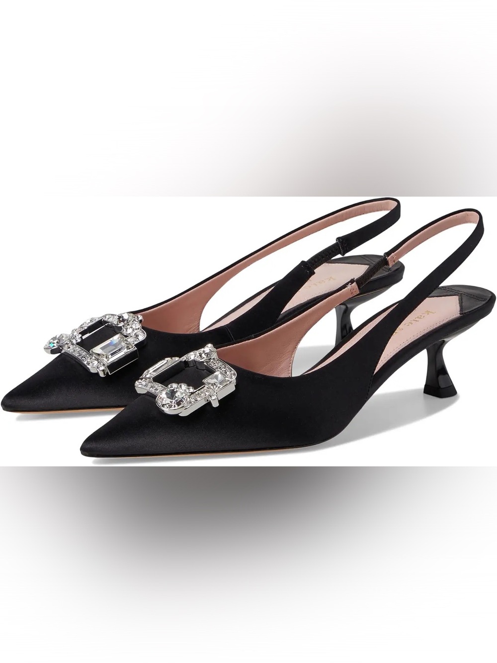kate spade Renata Black Crystal-Embellished Pointed Slingback Flats